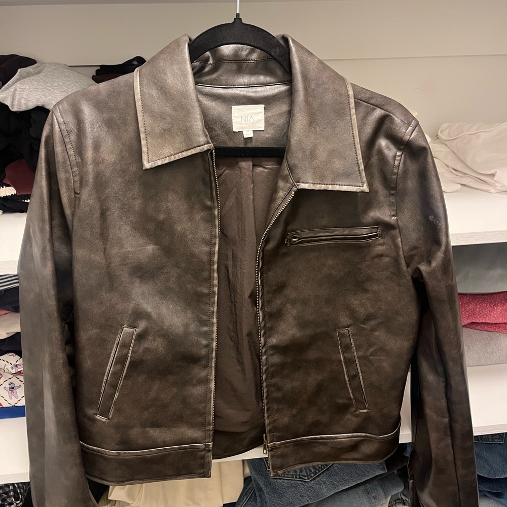 N/A Women's Dark Brown Leather Jacket